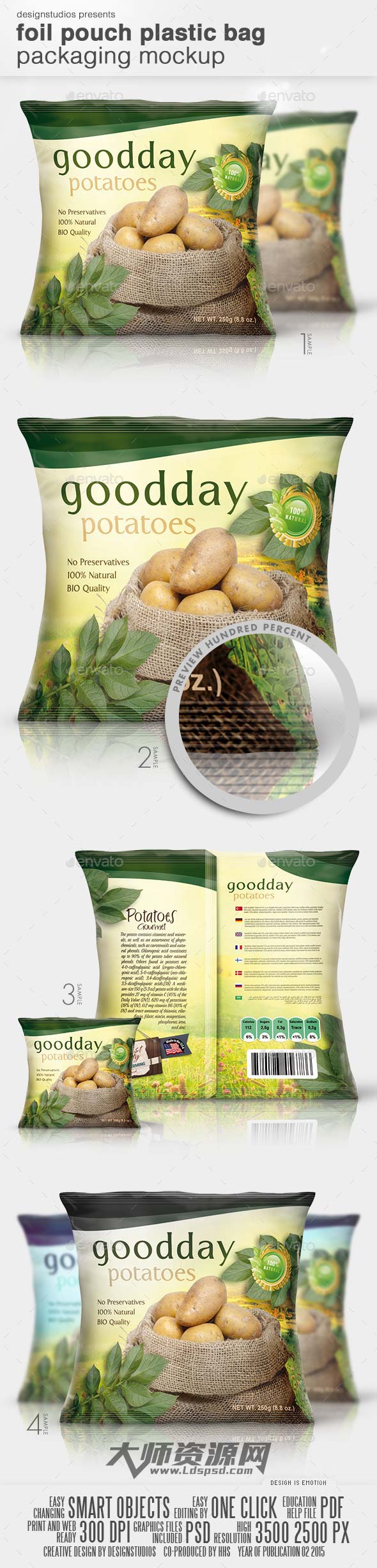 铝箔袋塑料袋包装实物模型：Foil Pouch Plastic Bag Packaging Mock-Up